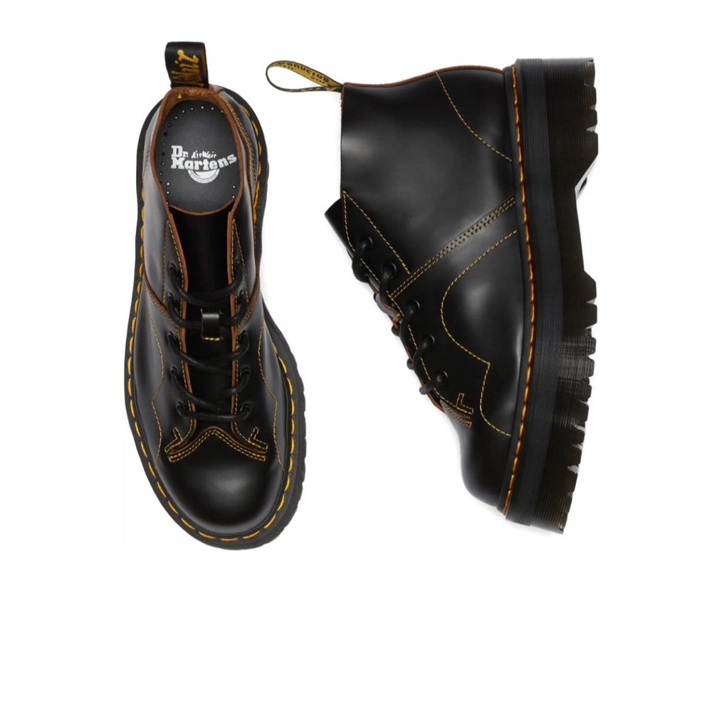 Dr. Martens Church Quad Black Leather Boots Platform